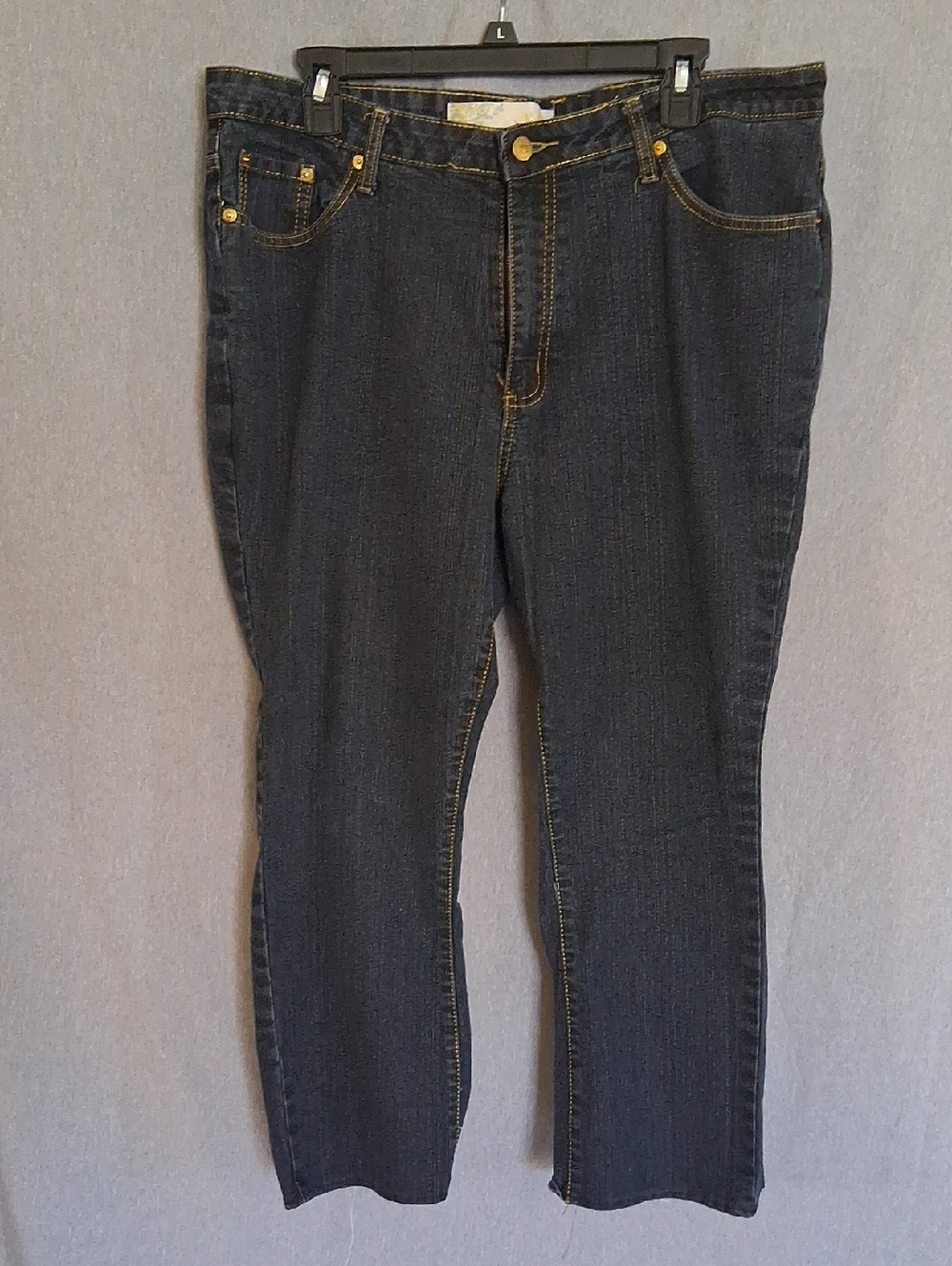 Us Jeans U-51 Dark Blue Straight Leg Jeans with Gold Stitching